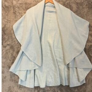 Kaleidoscope Baby Blue Warm Open Front Duster Drapey Sweater Vest Shawl Cardigan